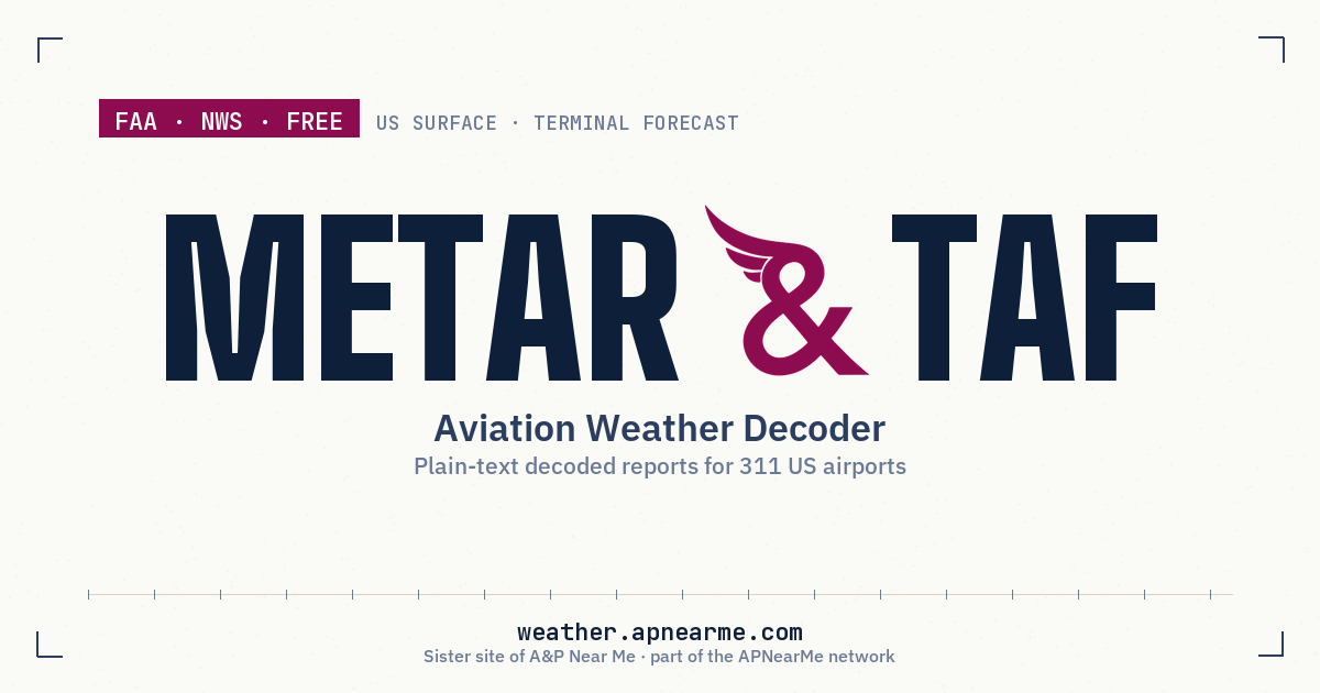 METAR & TAF decoder for US airports — METAR & TAF